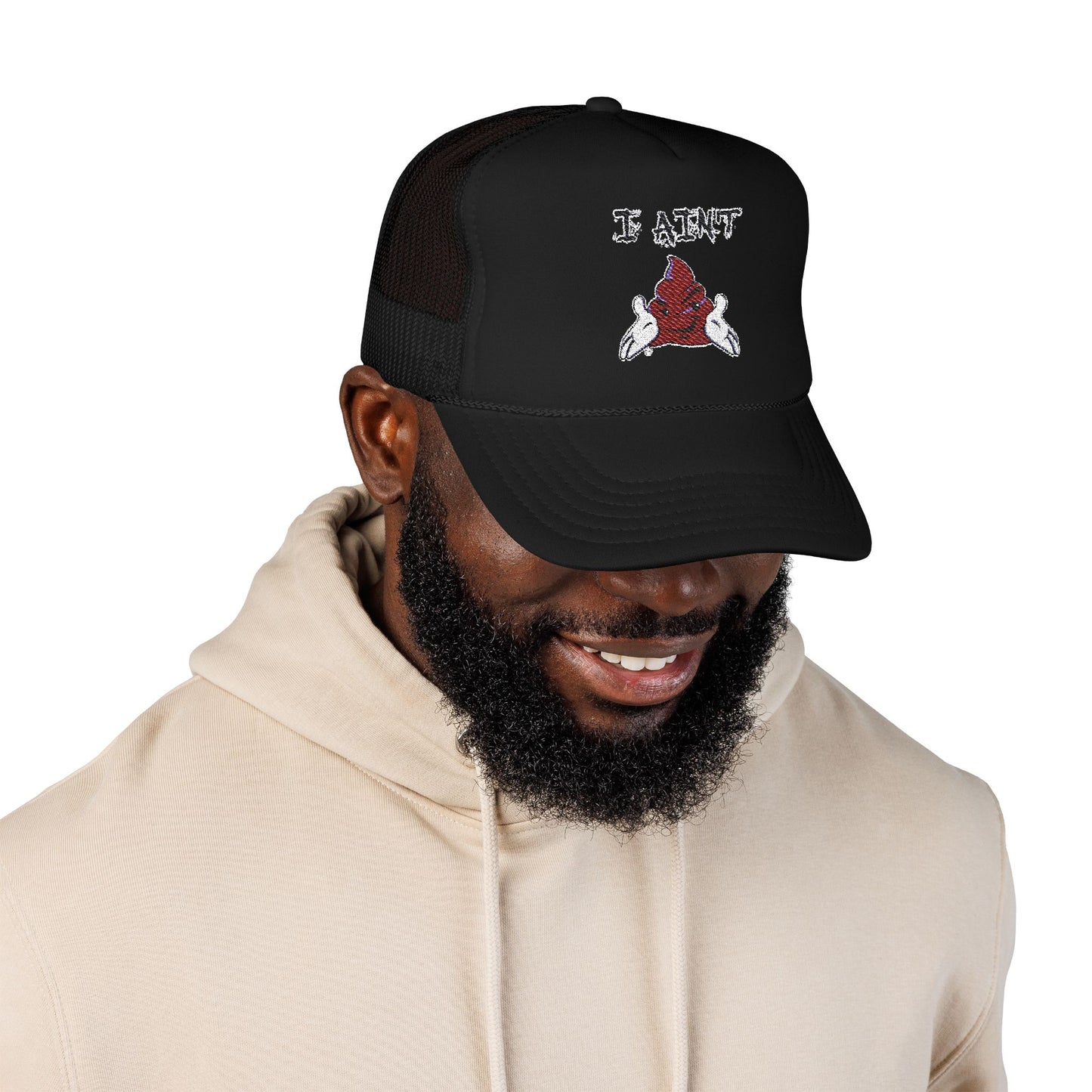 Embroidered Foam Trucker Hat - Fun & Bold Red Cap, Casual Wear, Gift for Friends, Outdoor Activities, Everyday Style