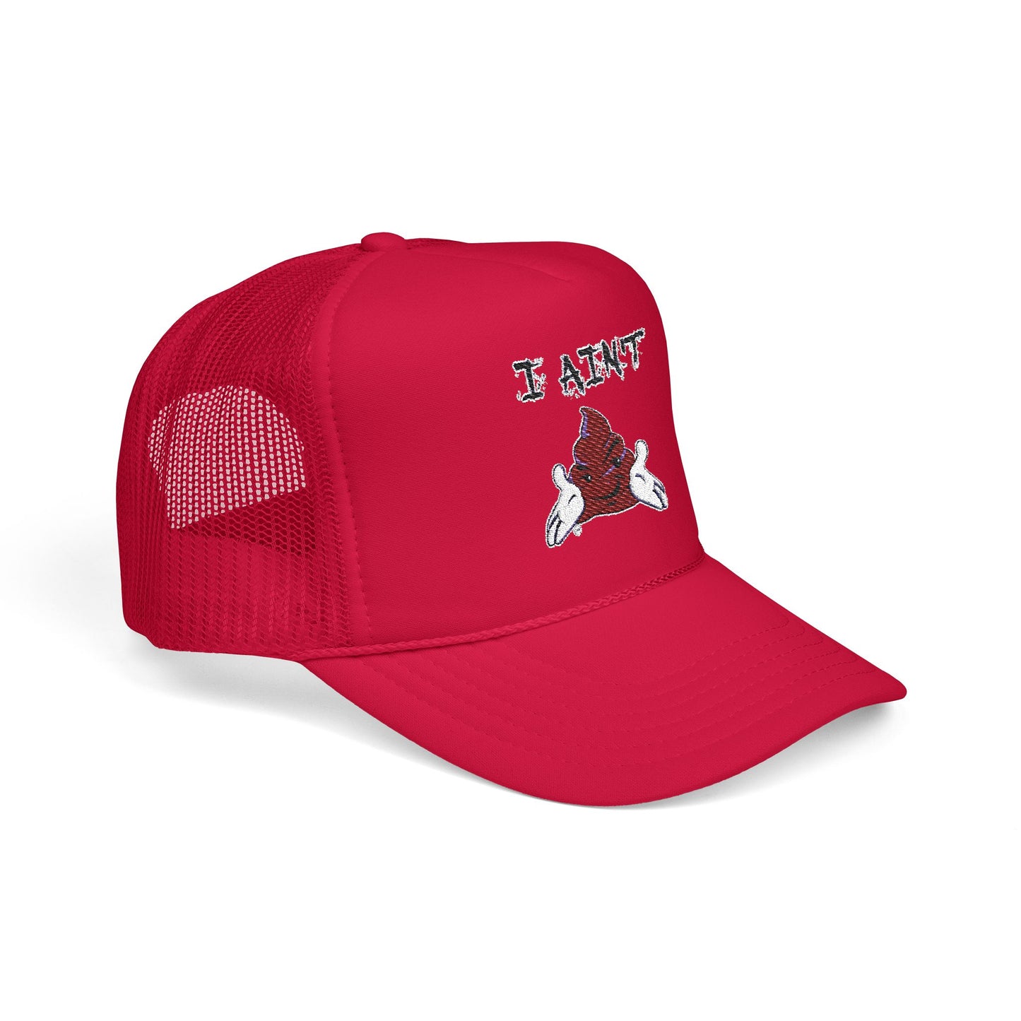 Embroidered Foam Trucker Hat - Fun & Bold Red Cap, Casual Wear, Gift for Friends, Outdoor Activities, Everyday Style